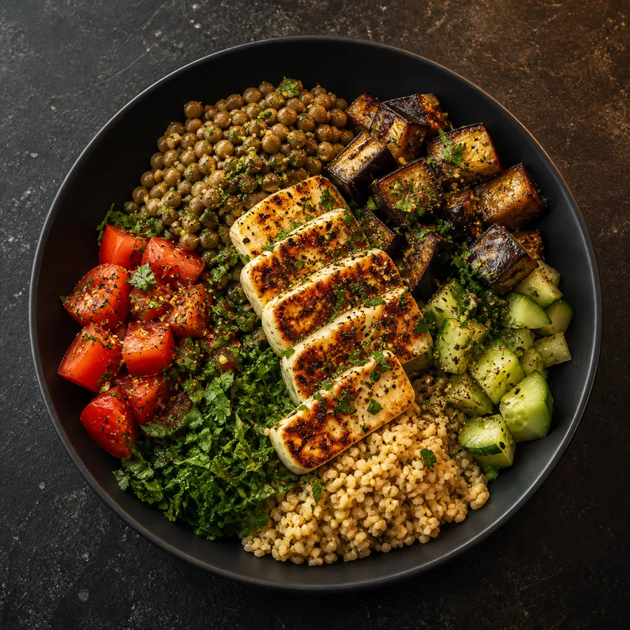 Middle Eastern Za’atar Halloumi Lentils